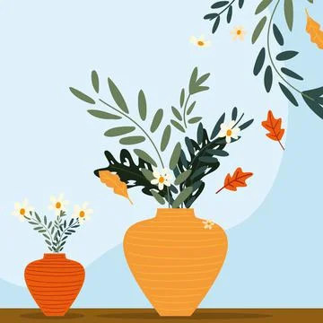 Flowers in vases Stock Illustration