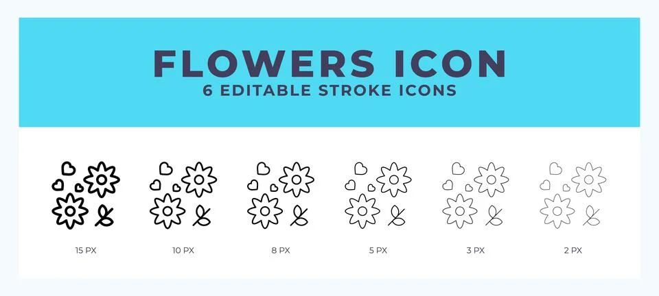 Flowers vector icon for web and app. Editable stroke vector illustration Stock Illustration