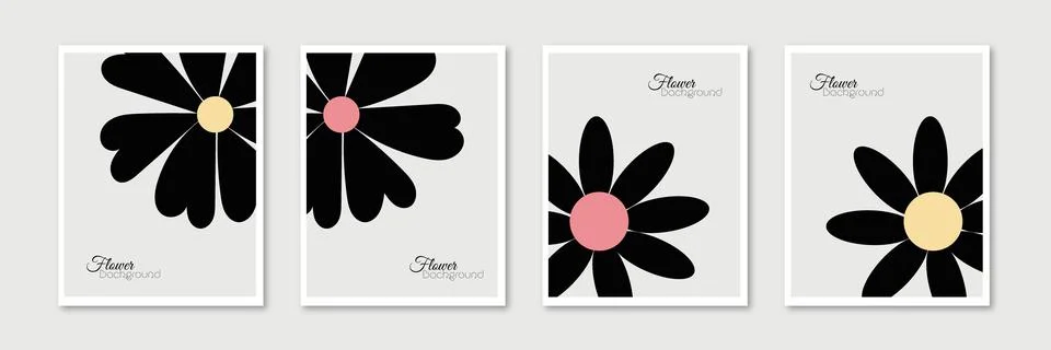 Flowers wall art vector set. Stock Illustration