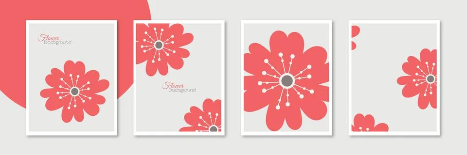 Flowers wall art vector set. Stock Illustration