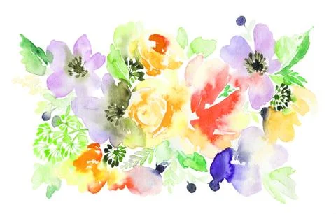 Flowers watercolor illustration Stock Illustration