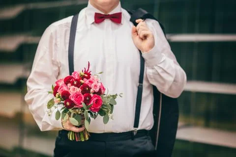 Flowers wedding bride rings Foto stock