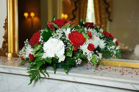 Flowers at wedding reception Stock Photos