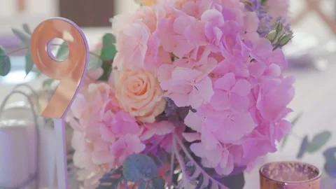 Flowers on the wedding table Stock Footage 146243315