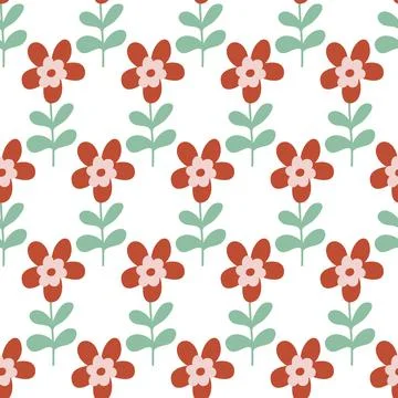Flowers on white background seamless pattern for textile and packaging design Stock Illustration