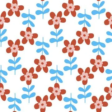 Flowers on white background seamless pattern for textile and packaging design Stock Illustration