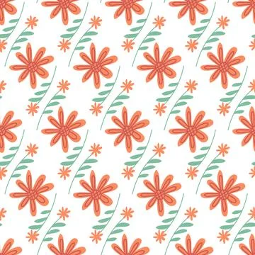 Flowers on white background seamless pattern for textile and packaging design Stock Illustration