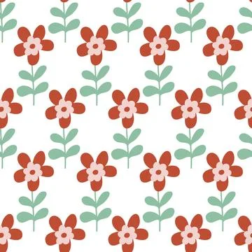 Flowers on white background seamless pattern for textile and packaging design Stock Illustration