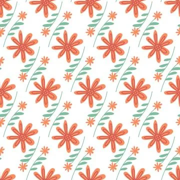 Flowers on white background seamless pattern for textile and packaging design Stock Illustration