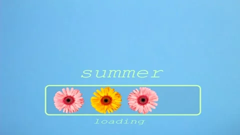 Flowers with the word SUMMER LOADING, loading bar background Stock Footage 172449690