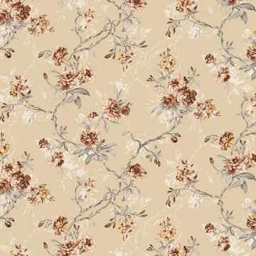 Flowers,And,Vines,Pattern,To,Be,Used,In,Textile,Designing 스톡 일러스트
