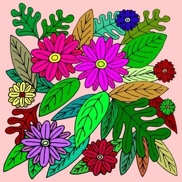 Flowers&amp;leaves Illustrazione stock