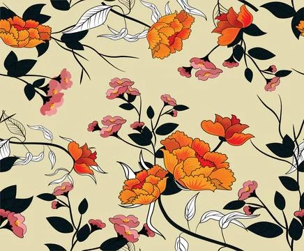 Flowers,Pattern,Colorful,Classical,Sketch Stock Illustration