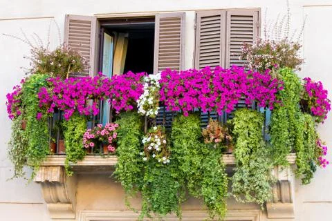 Flowery balcony Stock Photos
