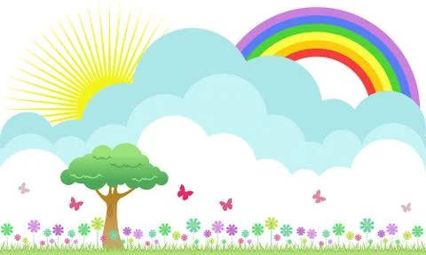 Flowery meadow Stock Illustration