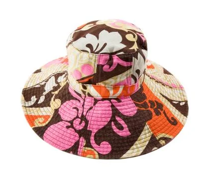 Flowery multicolor pattern floppy hat Stock Photos