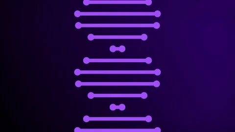 Flowing 2D shaped lines representing a rotating DNA strand molecule animation Stock Footage 342120621