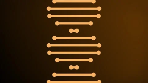 Flowing 2D shaped lines representing a rotating DNA strand molecule animation Stock Footage 342120637