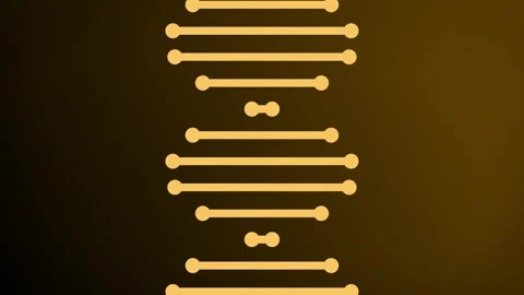 Flowing 2D shaped lines representing a rotating DNA strand molecule animation Stock Footage 342120652
