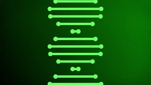 Flowing 2D shaped lines representing a rotating DNA strand molecule animation Stock Footage 342121791