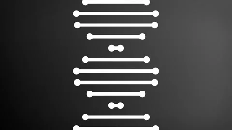 Flowing 2D shaped lines representing a rotating DNA strand molecule animation Stock Footage 342122215
