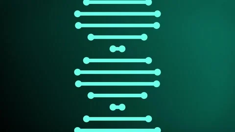 Flowing 2D shaped lines representing a rotating DNA strand molecule animation Stock Footage 342122356
