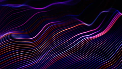 Flowing 3D digital sound waves or data transfer process. Stock Footage 263729203