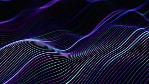 Flowing 3D digital sound waves or data analysis process. Video stock 264261735