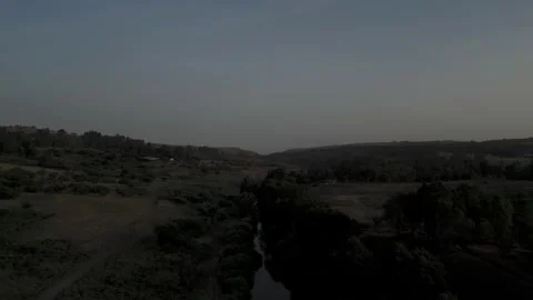 Flowing from Above: Drone Flight over the River Stock Footage 245136173