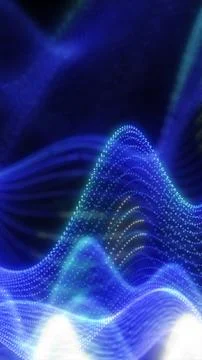 Flowing abstract blue waves with digital dot patterns forming smooth curves.. Stock Illustration