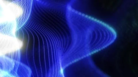 Flowing abstract blue waves with digital dot patterns Stock Illustration