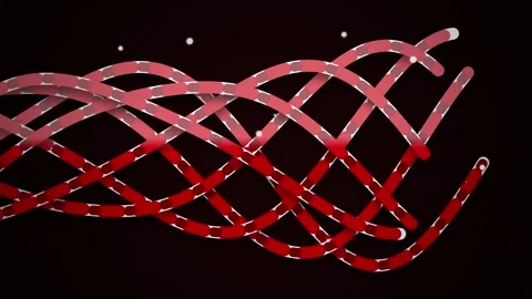 Flowing abstract red ribbons network connecting pattern background for dyna.. Stock Footage 346000715