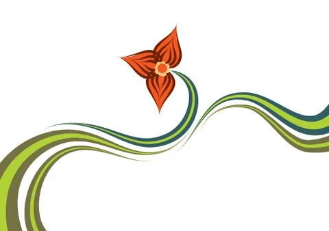 Flowing abstract spring leaves and flower, vector illustration Stock Illustration