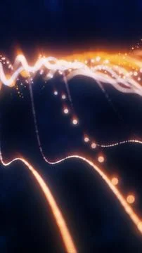 Flowing abstract streams of orange and white glowing cosmic light waves Stock Illustration