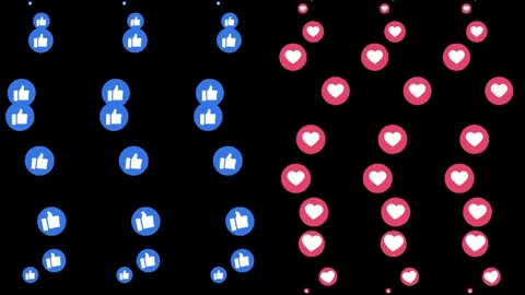 Flowing like and hearts Button icon animated background Video stock 242184554