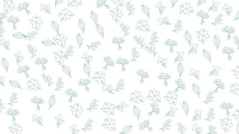 Flowing animated delicate floral pattern with hand drawn teal line art elemen Stock-Footage 333834573
