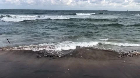 Flowing of beach tides point of view shot Stock Footage 141509739