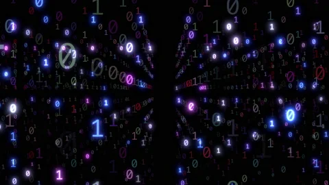 Flowing binary data technology analysing animation Stock Footage 147943492