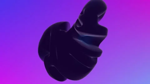 Flowing black abstract shape on purple gradient Vídeo Stock 230078546