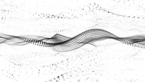 Flowing black dots and particles on a white background. Abstract digital pa.. 库存插图