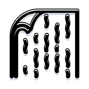 Flowing black ink abstract liquid droplets design Stock Illustration