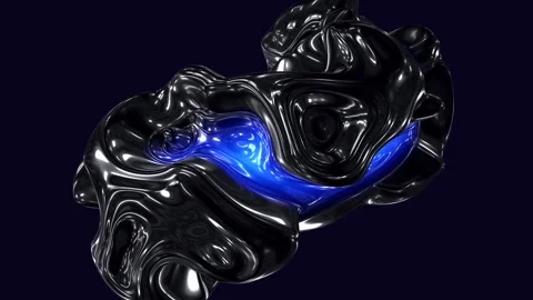Flowing black liquid with blue light - 3d rendering concept 動画素材 317395451