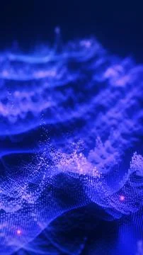 Flowing blue digital particle waves creating an abstract landscape of data,.. 스톡 일러스트