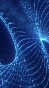 Flowing blue digital wave made of glowing dots, forming a smooth abstract s.. Stock Illustration