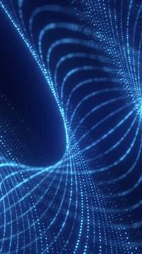 Flowing blue digital wave made of glowing dots, forming a smooth abstract s.. Stock Illustration