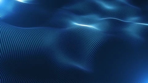 Flowing blue dots form a smooth digital wave landscape Stock Footage 331997223
