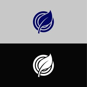 A flowing blue leaf inside a circle symbolizes organic growth. 스톡 일러스트