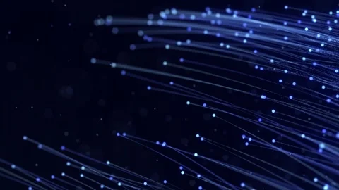 Flowing blue light trails with particles for big data speed, network techno.. Stock Footage 339056937