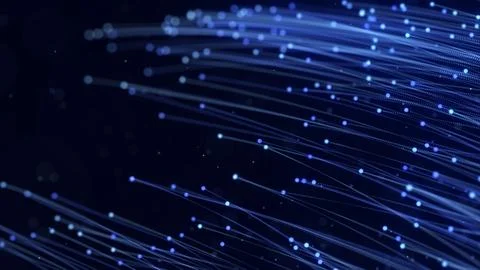 Flowing blue light trails with particles for big data speed, network techno.. イラスト素材