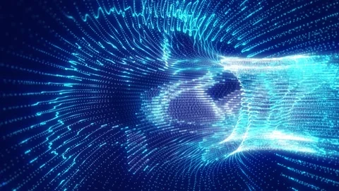 Flowing blue particle lines form a luminous tunnel-like structure Stock Footage 339632790